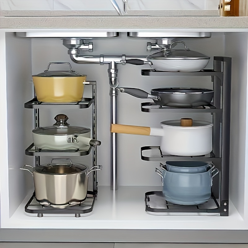 Kitchen Baking Pan Organizer - Étagère à casseroles réglable, support de